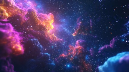 Obraz premium High definition star field background featuring a 3D cartoon rendering of a colorful starry night sky and outer space texture