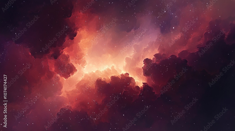 Aufkleber oil painting of a nebula in a 3d cartoon rendering abstract cosmic background featuring a hand drawn