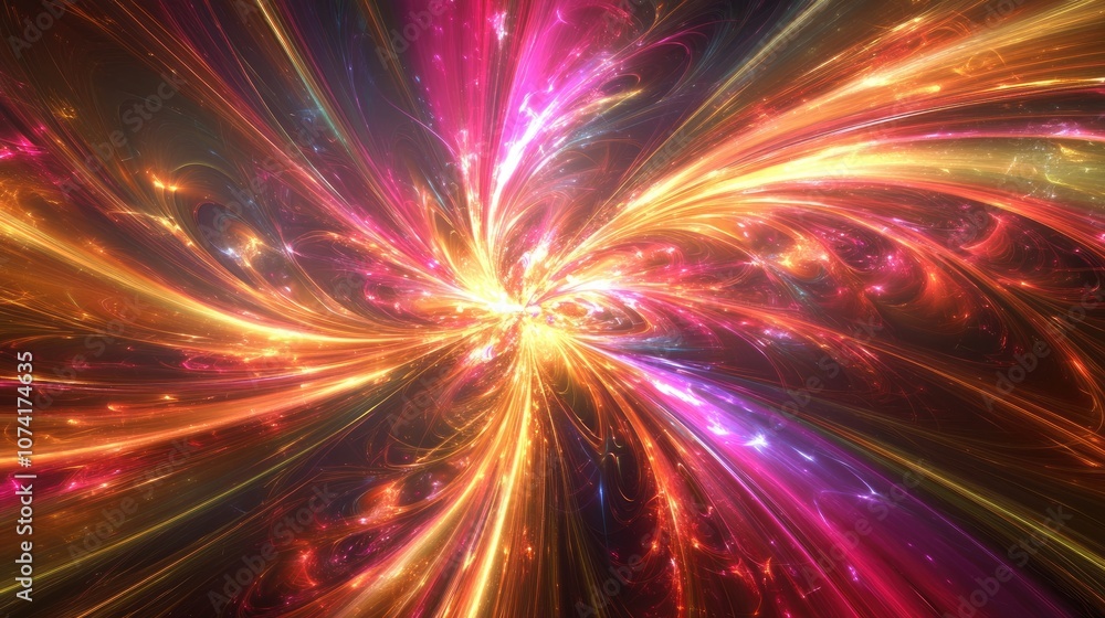 Poster 3D abstract fractal light background in a cartoon rendering style