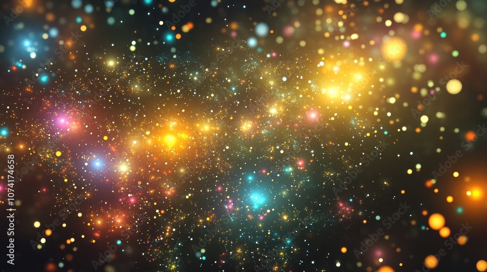 Poster Fractal image of an abstract star galaxy or constellation in a 3D cartoon rendering