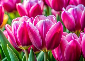 Obraz premium Vibrant Pink Tulips in a Colorful Watercolor Style Captured Through Macro Photography for Nature Lovers and Floral Enthusiasts