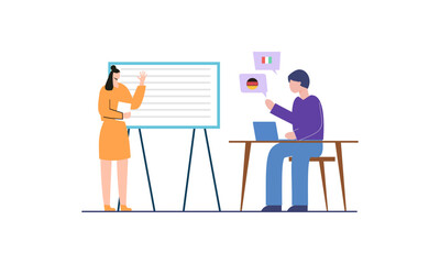 Language courses concept in flat design