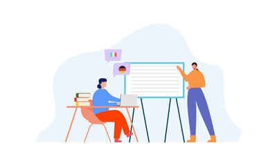 Language courses concept in flat design