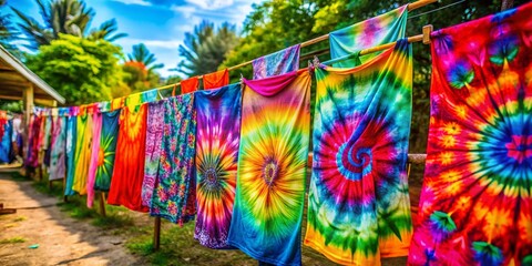 Vibrant Watercolor Tie Dye Patterns for Creative Projects and Fashion Design, Showcasing Colorful Blends, Unique Textures, and Artistic Flair in a Natural Environment