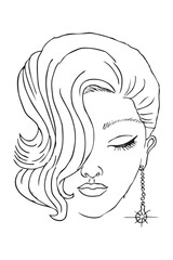 Simple Vector Hand Draw Sketch of Woman Portrait Face