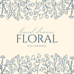 Obraz premium Elegance Wedding drawn mono-line floral botanical flower pattern background design