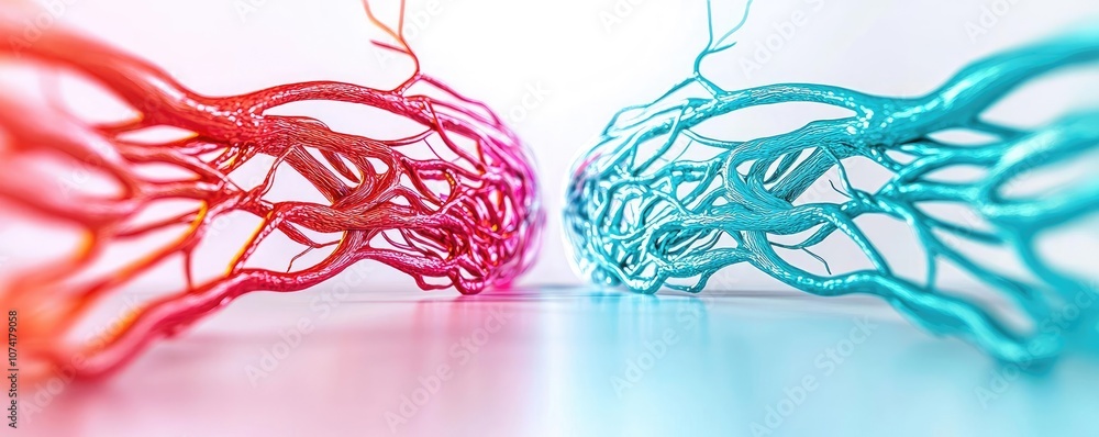 Poster colorful abstract lines interweaving on a smooth surface, dynamic and vibrant design.