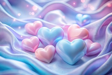 Obraz premium Soft Pastel Hearts with Wavy Background for Romantic Decor and Gift Ideas - Aesthetic Product Photography for Valentine's Day and Love Themes