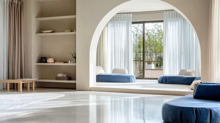 Fototapeta premium Japandi style minimalist interior design of modern living room