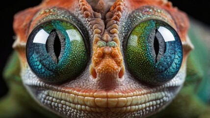 Close-up of an gecko's eyes. Portrait photo of an gecko. Amazing scene of wild animals