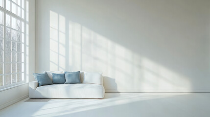 Fototapeta premium white wall living room sofa and clean with minimalist style