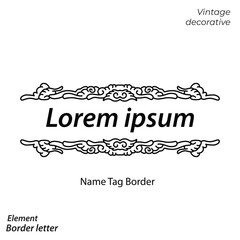 tag name border, aesthetic, vintage and vector border design elements