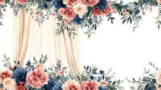 Boho style wedding arch seamless pattern with hand drawn watercolor design ideal for packaging postcards invitations