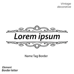 tag name border, aesthetic, vintage and vector border design elements