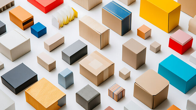 A variety of boxes and materials used in packaging, representing diverse packaging solutions for different goods 