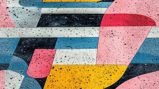 Seamless pattern of modern geometric shapes on a textured surface vibrant and eye catching design