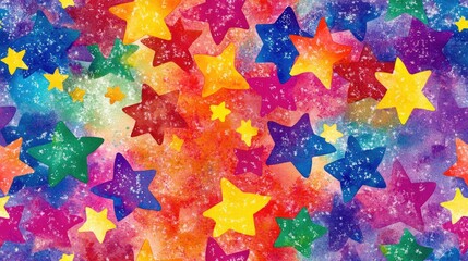 Seamless watercolor stars pattern featuring hand drawn doodle designs perfect for festive occasions and baby decor wallpaper textile art cards banners