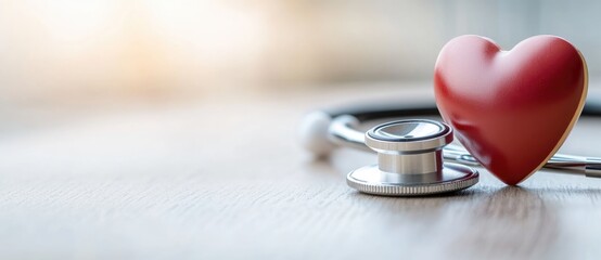 Medical message: heart stethoscope displayed on a World Health Day banner, significance of heart health awareness, providing copy space for educational information, community health resources.