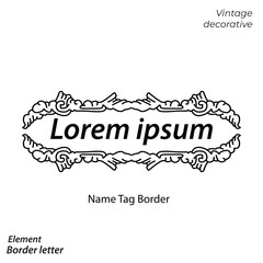 tag name border, aesthetic, vintage and vector border design elements