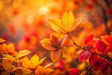 Obraz premium Warm Autumn Leaves Background in Minimalist Style, Capturing the Beauty of Seasonal Colors with a Focus on Textures and Shapes for Serenity and Nature Appreciation