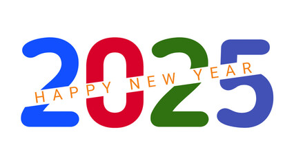 Happy New Year 2025 Transparent background vector. New Year 2025 text design. New year 2025 vector design with realistic 3D numbers and letters.