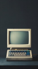 Revisiting a vintage computer setup with a CRT monitor and retro keyboard sparks reminiscence of the early days of personal computing, invoking a sense of nostalgia and historic charm
