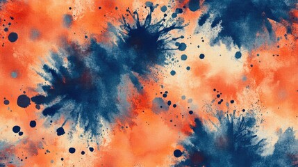 Seamless watercolor pattern featuring tie dye designs and splattered abstract elements ideal for textile design and home decor
