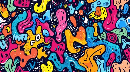 Colorful seamless pattern featuring freehand drawings perfect for creative textile designs