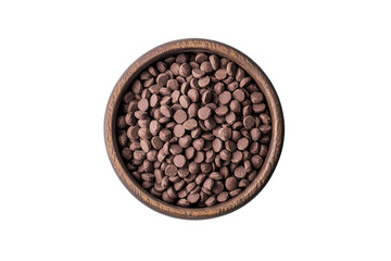 Fototapeta premium Delicious cocoa nibs in a wooden bowl, perfect for baking or snacking.