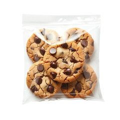 Delicious chocolate chip cookies packed in a clear bag, perfect for sharing or snacking.