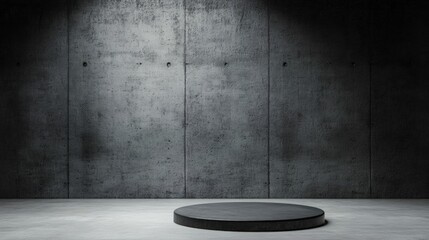 A sleek, minimalistic gray backdrop featuring a circular platform can serve various purposes, such as product staging, presentation setups, or creative photography projects
