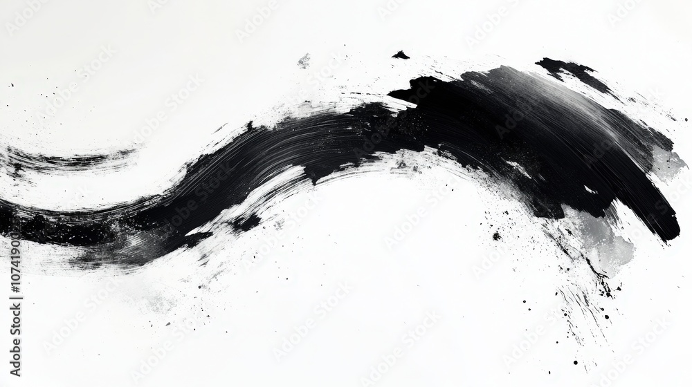 Aufkleber abstract brush stroke art on white background creating dynamic visual flow with texture and contrast