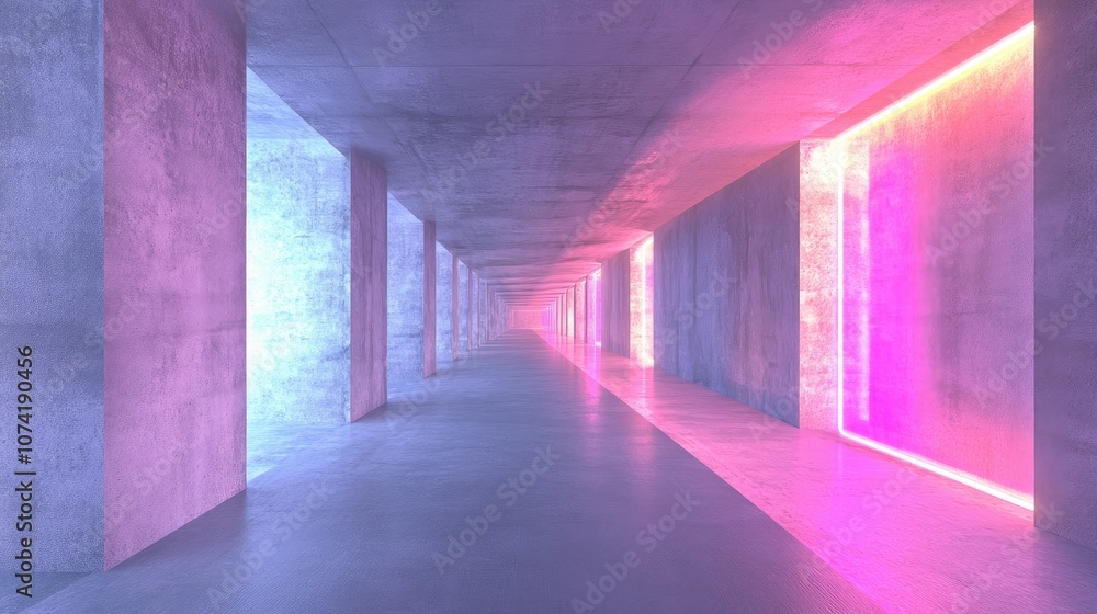 Poster 3d rendering of an abstract architectural concrete interior featuring a minimalist design and vibran