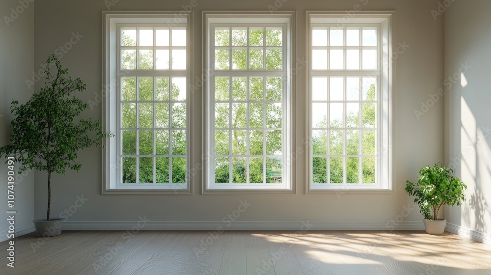 Poster elegant 3d rendering of a spacious window