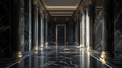 3D rendering of luxurious black and gray marble design