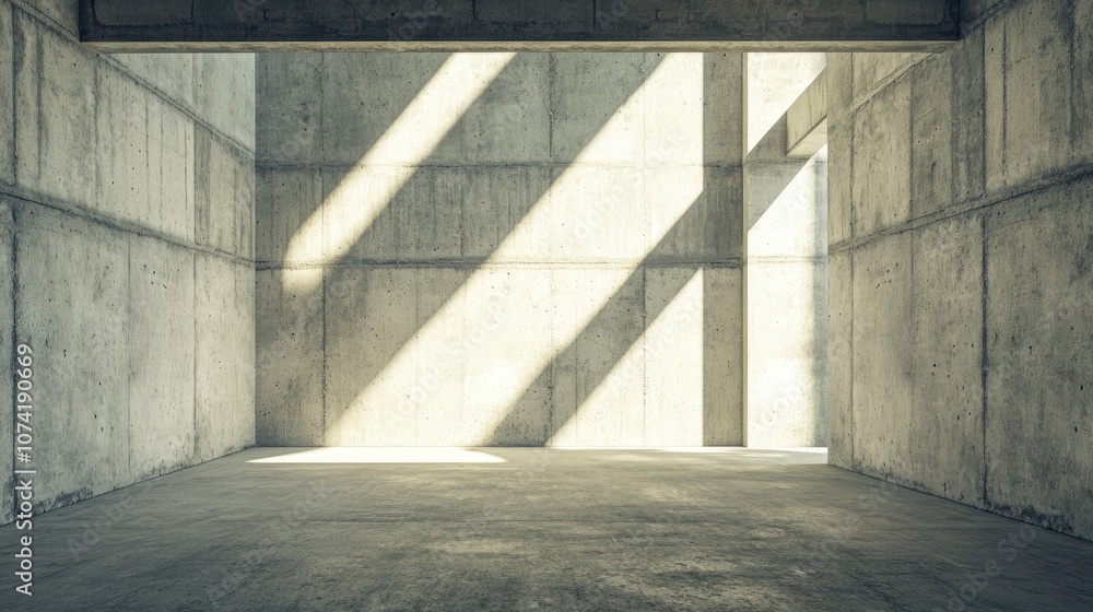 Poster abstract architectural background featuring an empty rough concrete interior 3d rendering