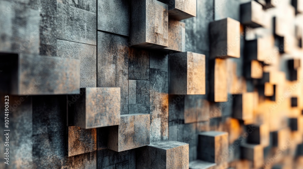 Aufkleber close up of an abstract wall with 3d rendering