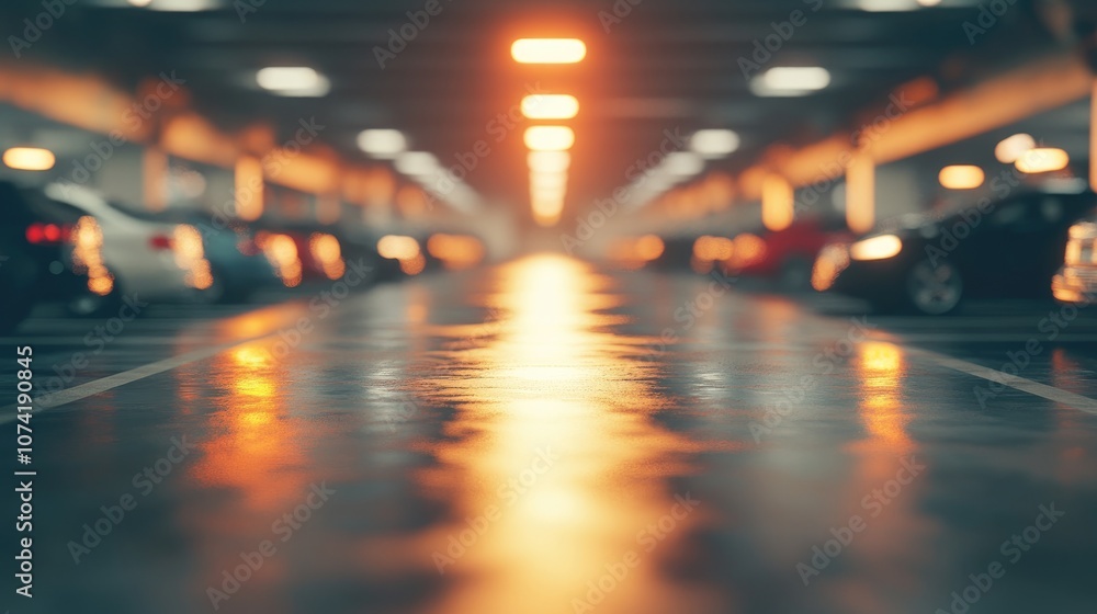 Aufkleber 3d rendering of an abstract blurred car parking lot background with a vintage filter effect