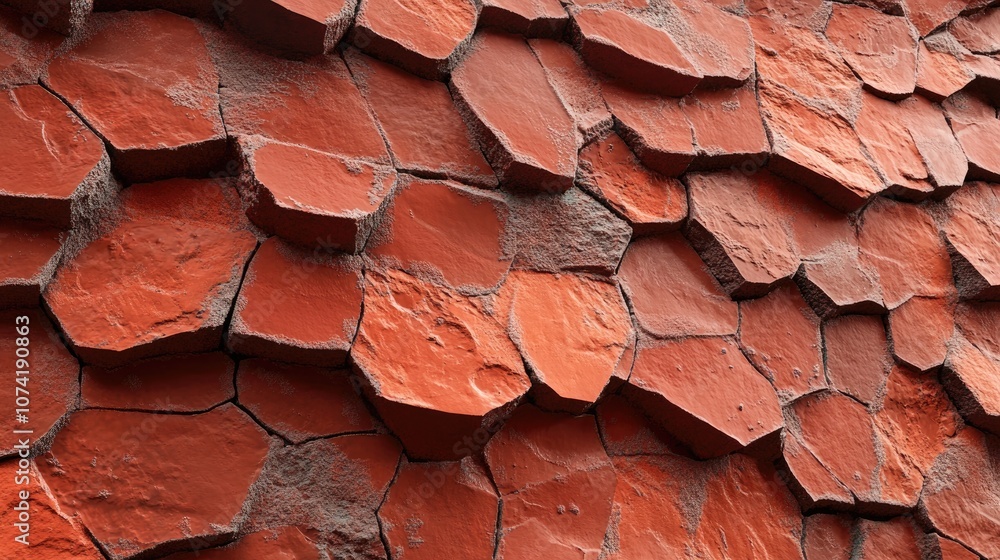 Aufkleber 3d rendering of a red brick wall with clumps arranged orderly featuring an uneven surface