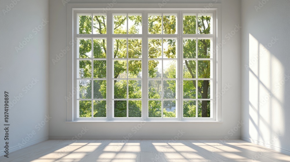 Poster a 3d rendering of a window as an essential feature in any home