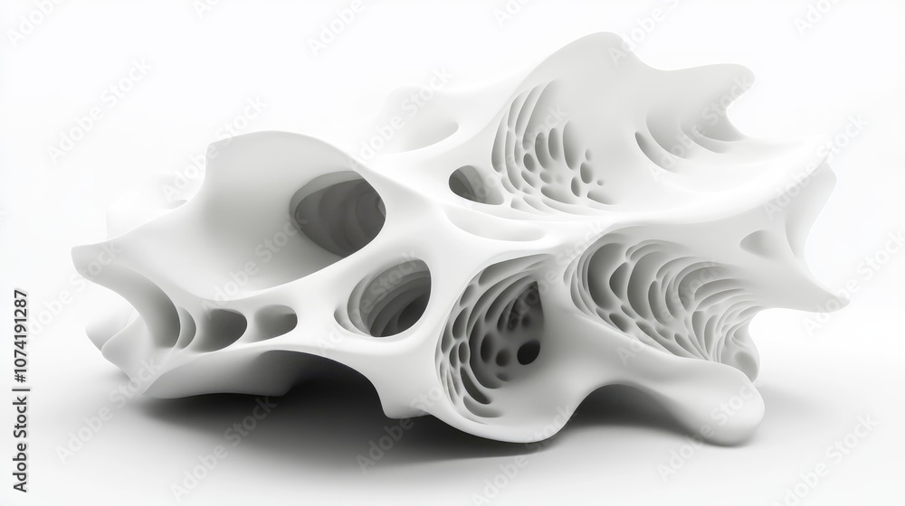 Poster 3d rendering of an abstract white structure on a white background