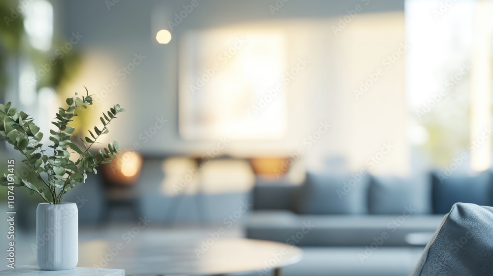 Poster 3d rendering of a defocused abstract blurred background featuring an eclectic interior design
