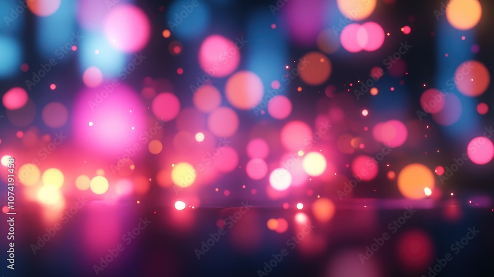 Poster 3d rendering of an abstract blurred background featuring vibrant lights