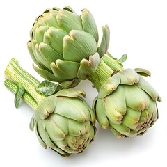 Obraz premium Artichokes isolated on a with a white background, close up