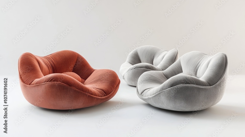 Poster 3d rendering of soft furniture against a white background in isolation