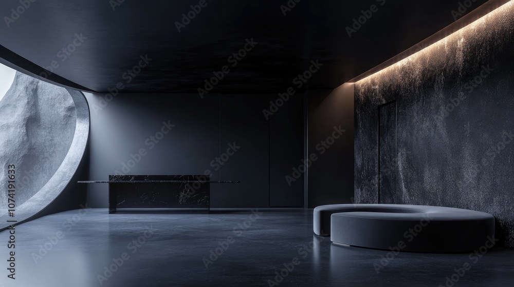 Poster black modern empty studio space 3d rendering of interior design abstract mock up illustration