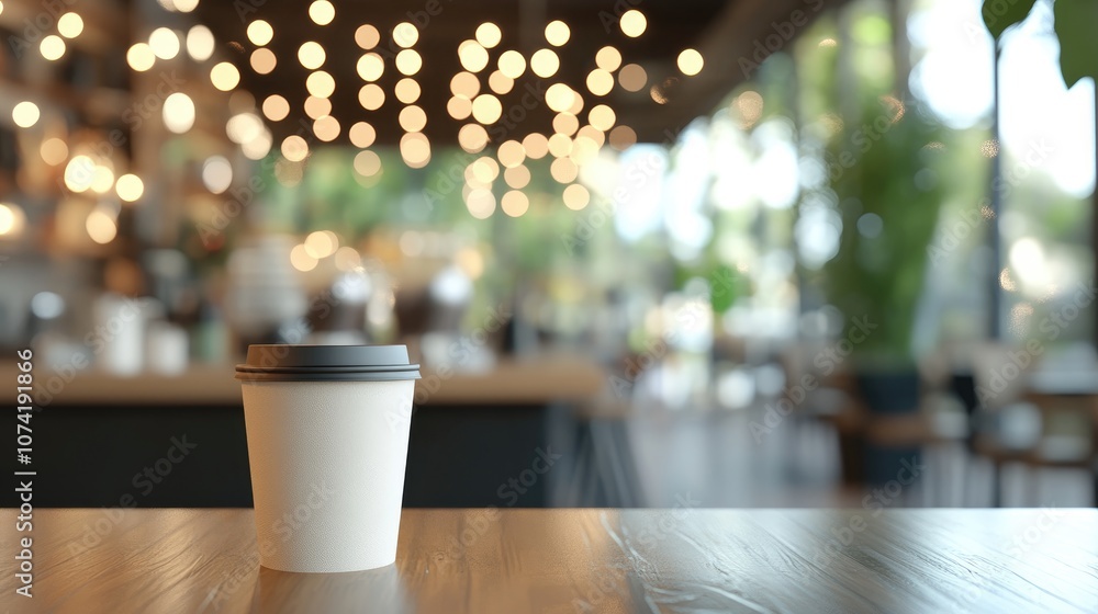 Poster 3d rendering of a coffee shop with a bokeh background
