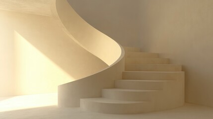 3D rendering of stairs as a structure intended to connect significant vertical distances between lower and higher levels by segmenting them into smaller elevations