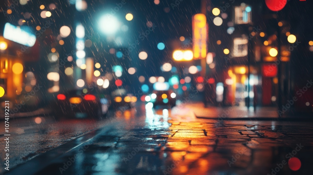 Poster 3d rendering of a night scene featuring bokeh effects