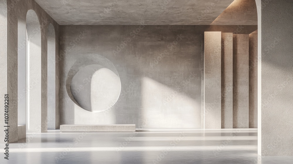 Poster abstract modern interior with empty space and concrete walls 3d rendering